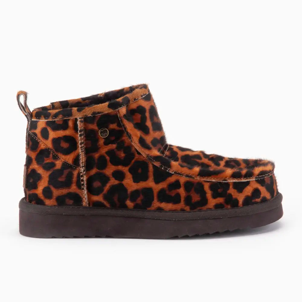 Barunga Damen Suède Boot Hairy Print Panther Cognac