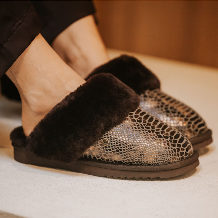 Collie Damen Suède Print Snake Choco thumbnail 1