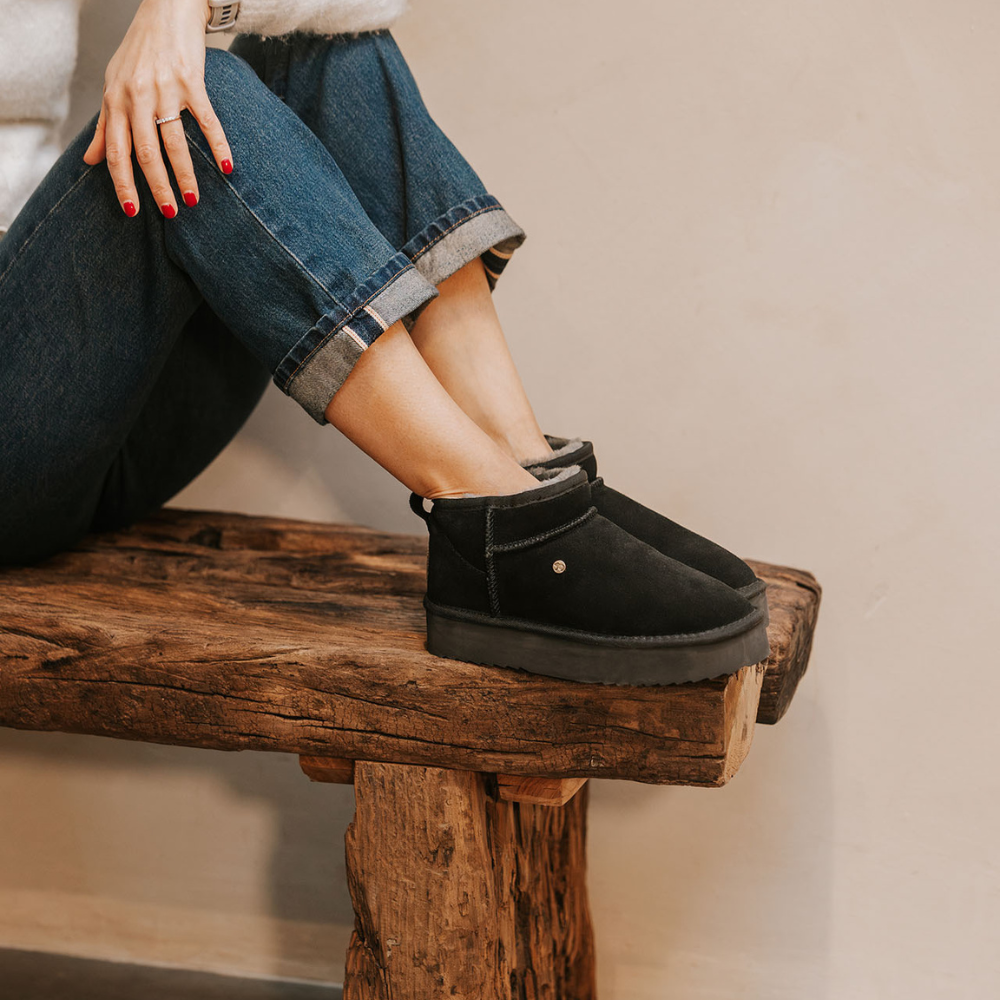 Durack Damen Suède Plateau Black Grey 1