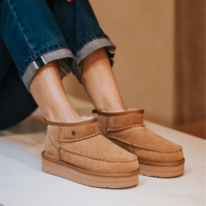 Durack Damen Suède Stitch Plateau Cognac thumbnail 1