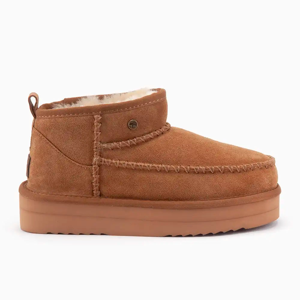 Durack dames suède stitch plateau cognac
