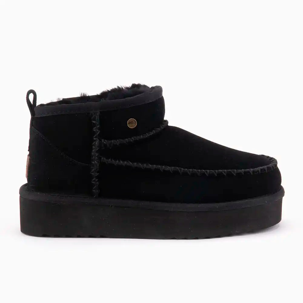 Durack dames suède stitch plateau black