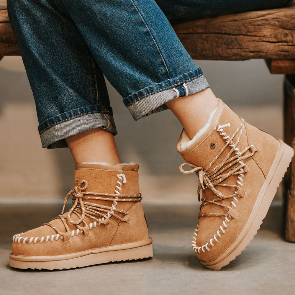 Kalbarri Damen Suède Lace Boot Cognac 1