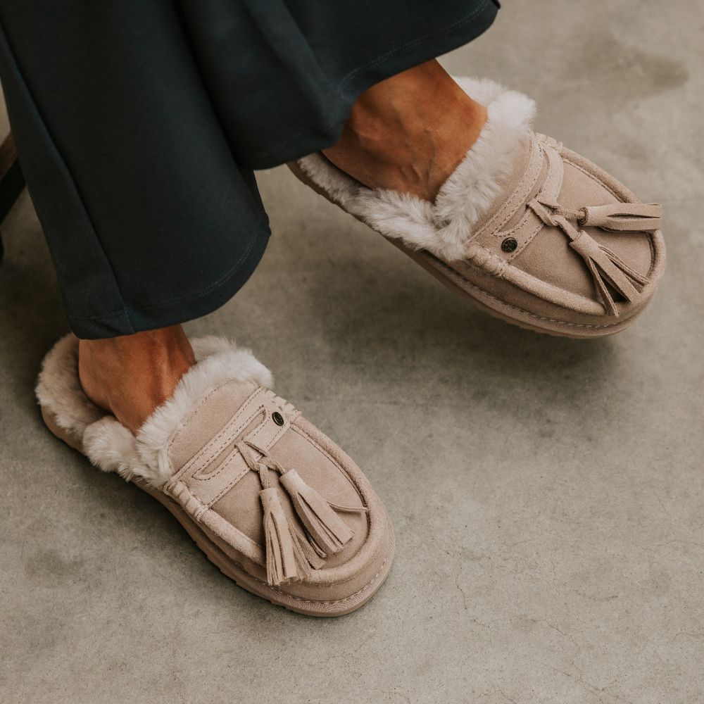 Temora Damen Suède Tassels Taupe 1