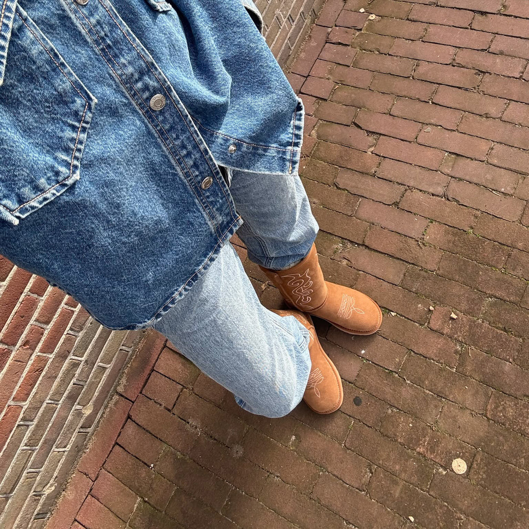 Tamala Damen Suède Boot Western Cognac 1