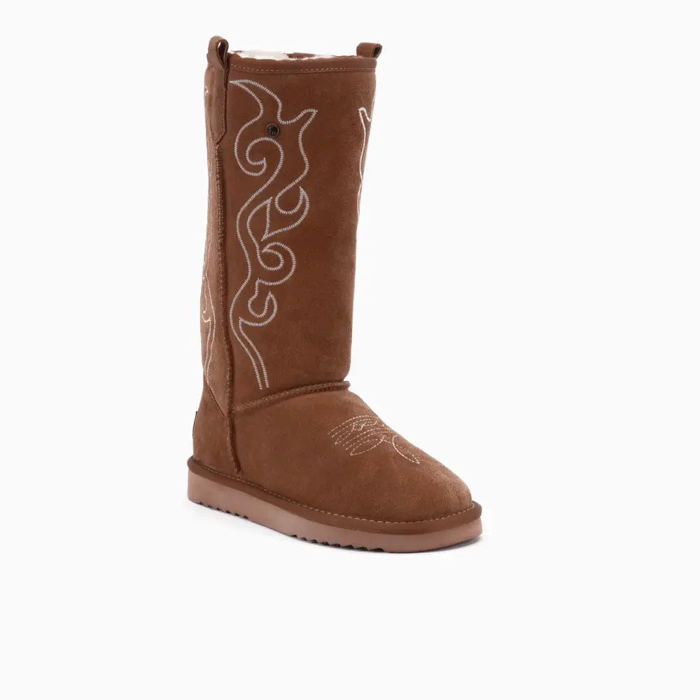 Tamala Damen Suède Boot Western Cognac 2