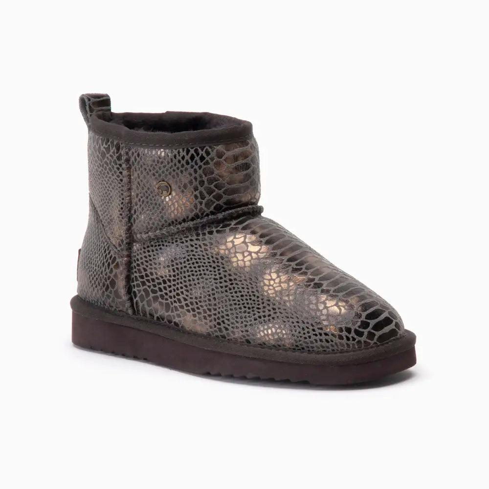 Wallaby Damen Suède Boot Print Snake Choco 1