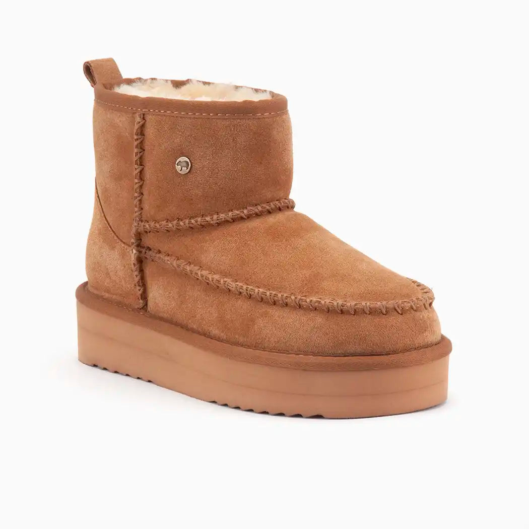 Wallaby suède stitch plateau cognac 1