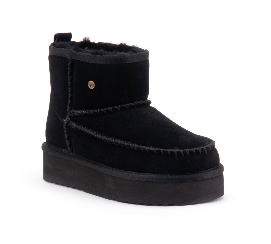 Wallaby Women Suede boot Stitch Plateau Black 1