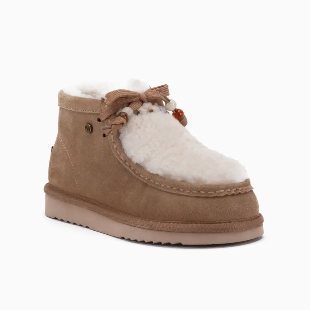 Yeppoon Damen Suède Boot Curley Wool Ecru 1
