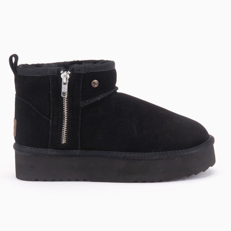 Durack Women Suede boot Plateau Zipper Black