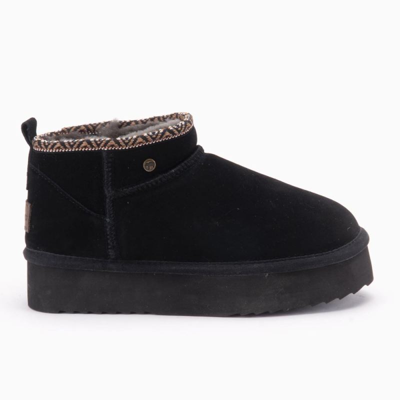 Warmbat Durack dames Suede boot Plateau Tape Black