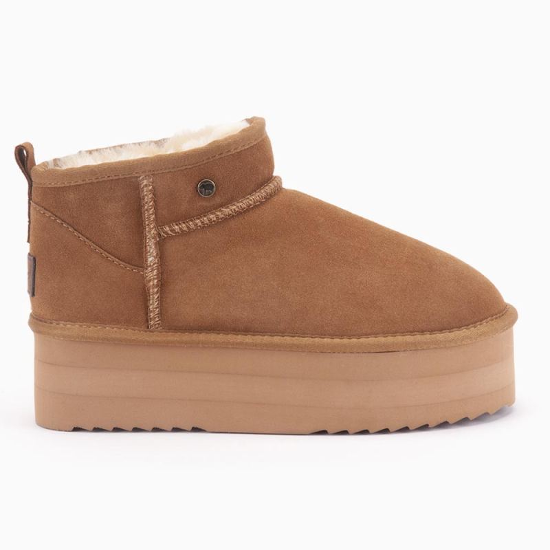 Durack Women Suede Boot Triple  Plateau Cognac