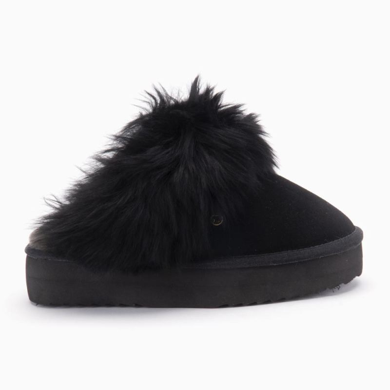 Warmbat Wagga dames suède plateau black/black